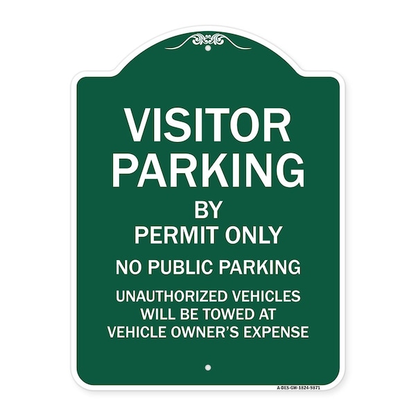 Signmission Visitor Parking By Permit No Public Parking Heavy-Gauge Aluminum Sign, 24" x 18", GW-1824-9871 A-DES-GW-1824-9871 - main